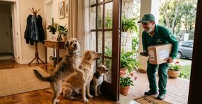 Para se despedir de seus cães favoritos, um entregador entrega ao dono todas as fotos deles tiradas ao longo dos anos
