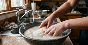 Não esfregue o arroz na hora de lavar: mexer suavemente preserva o sabor e a textura dos grãos