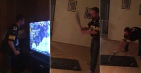 Torcedor se enfurece com time e quebra TV na frente da família