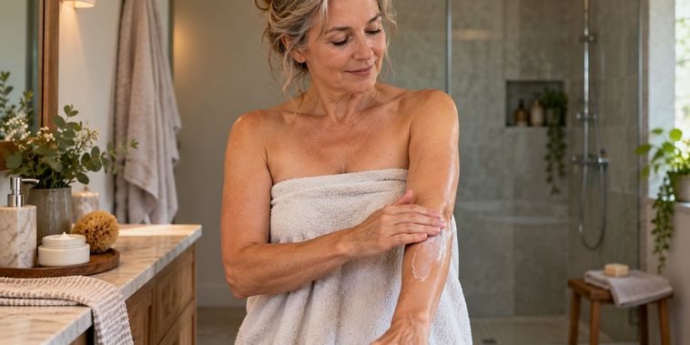 Featured main: A rotina de banho ideal para mulheres acima de 50 anos manterem a pele macia e hidratada