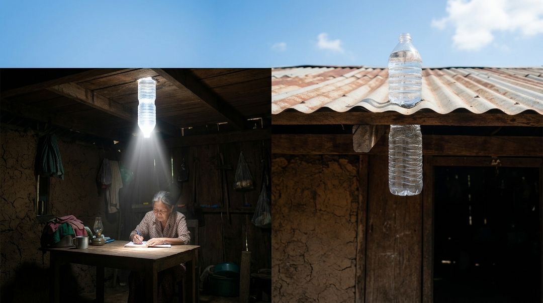 A simplicidade do sistema está em utilizar a luz solar diretamente, sem painéis, baterias ou componentes eletrônicos.