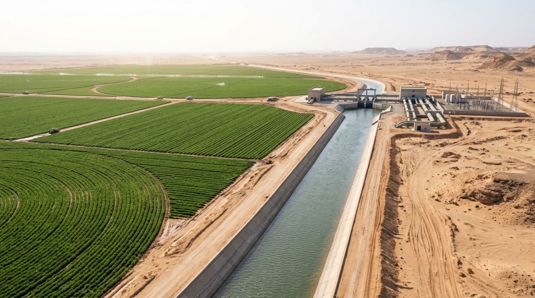 A água é o principal limite para expandir a agricultura no deserto.