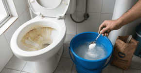Com apenas duas colheres no balde, quando você lavar o banheiro as manchas amareladas do vaso somem e o brilho dura a semana inteira