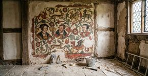 Um casal começou a retirar o reboco velho de um quarto e encontrou animais fantásticos pintados na parede havia quase 500 anos