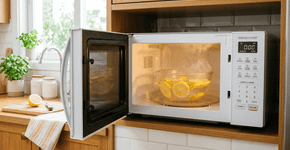Qual a finalidade de aplicar suco de limão e vapor dentro do micro-ondas e como fazê-lo
