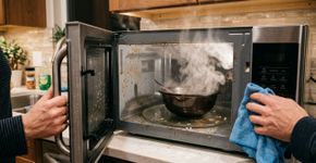 Limpe o micro-ondas por dentro sem esfregar nada, um truque rápido feito com um ingrediente comum da cozinha