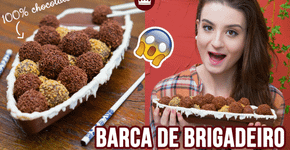 Barca de chocolate com brigadeiro e ganache para comer com hashi