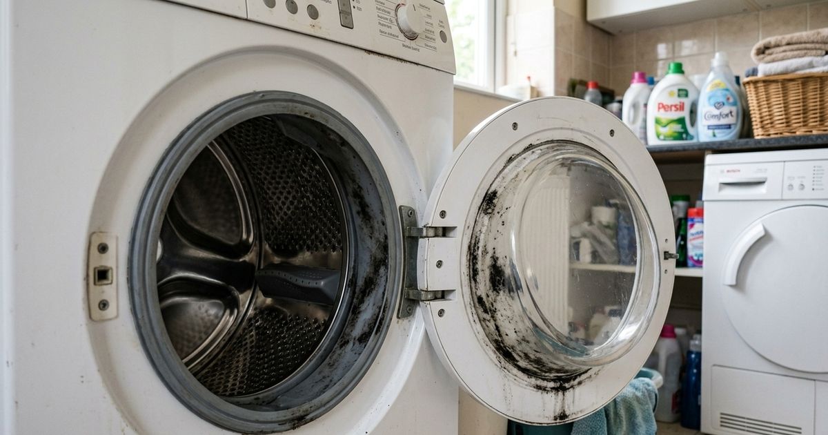 Usando papel toalha e água sanitária, aprenda como remover o mofo da sua máquina de lavar