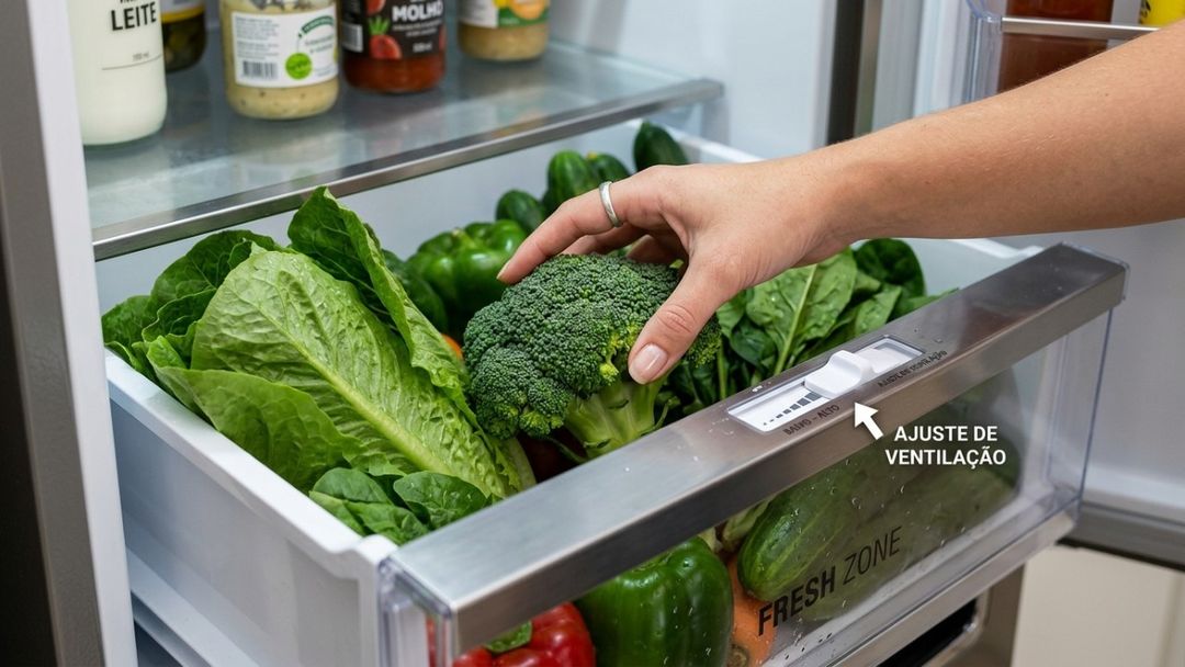Evitar a superlotação e manter o equilíbrio de vapor na gaveta preserva a integridade dos vegetais por muito mais tempo.