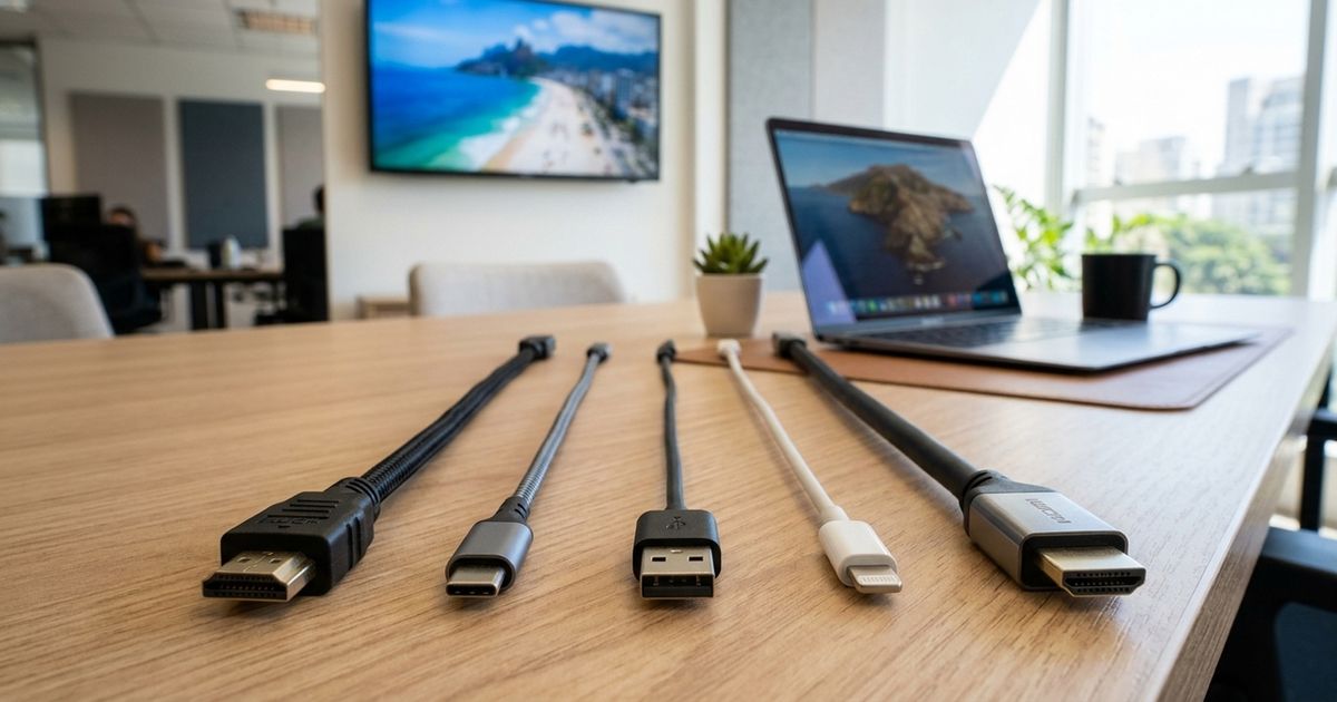 O que significam as letras HDMI e USB nos nomes dos cabos?
