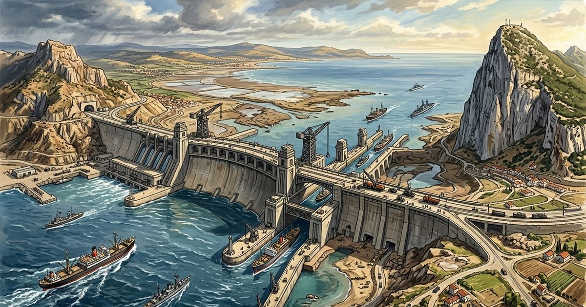 Em 1928, um arquiteto alemão planejou bloquear o Estreito de Gibraltar, drenar o Mediterrâneo e criar um novo continente chamado Atlantropa
