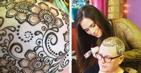 Artista faz coroa de henna em pacientes de quimioterapia