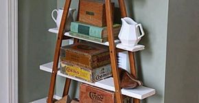 Reutilize muletas de madeira para fazer uma estante vintage