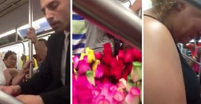 Desconhecido compra as 140 flores que mulher vendia no metrô e pede que distribua a todos do vagão