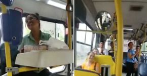 Cobradora de ônibus ganha bolo de aniversário surpresa