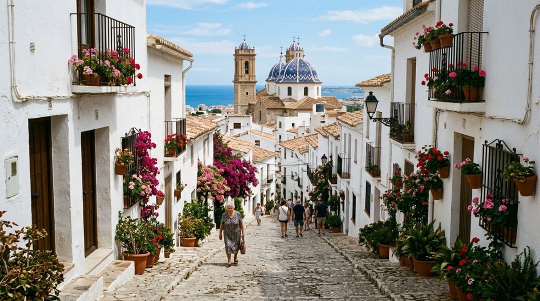 No topo está a Igreja Paroquial de Nossa Senhora do Consuelo, um dos principais símbolos de Altea.