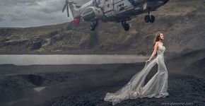 Helicóptero quase acerta noiva, durante foto para casamento