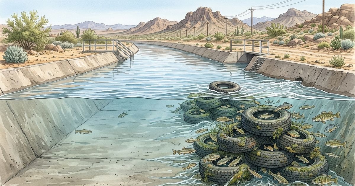 Em 1994, pesquisadores da Califórnia e do Arizona transformaram pneus descartados em recifes subaquáticos e encontraram 20 vezes mais peixes em canais de concreto