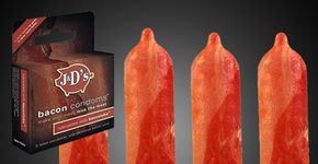 Já imaginou uma camisinha de bacon?