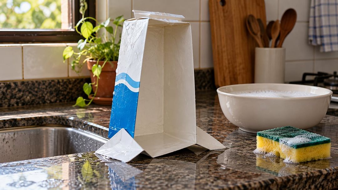 A embalagem longa vida precisa ser lavada, aberta e seca antes de qualquer reaproveitamento – Imagem ilustrativa criada por inteligência artificial