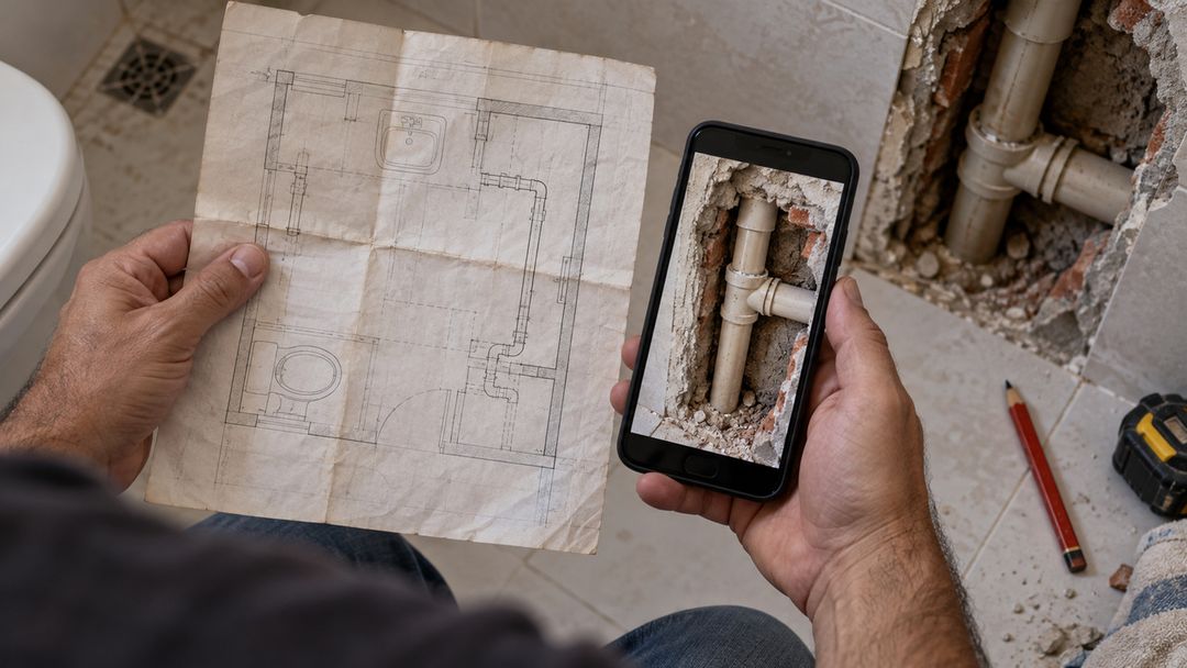 Cano encontrado não correspondia ao desenho original das instalações da casa.
