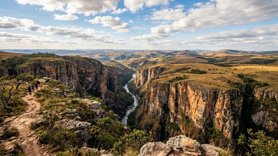 A imponente Cachoeira Casca d’Anta impressiona com sua queda monumental e rica biodiversidade ao redor.