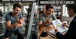 Aluno de academia corta o dedo em uma ponta metálica desprotegida de equipamento de musculação e afirma não ter recebido atendimento adequado após o acidente; a falta de segurança durante o treino pode terminar em R$ 2 mil de indenização por danos morais