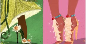 Ilustrações mostram como seriam as sandálias das princesas da Disney