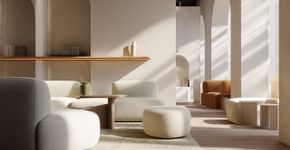 Decoração abandona sofá em L e aposta em formas curvas e acolhedoras