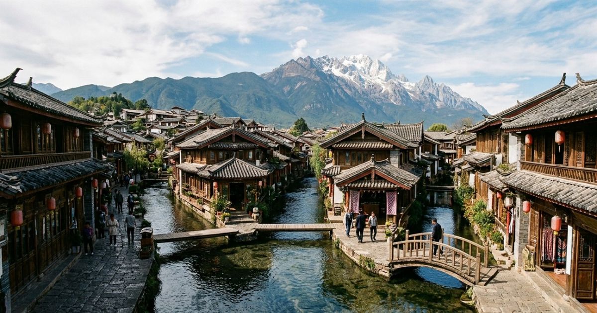 A 2.400 metros de altitude, canais alimentados por águas que descem de uma montanha nevada atravessam casas de madeira e ruas antigas: a cidade chinesa onde um sistema secular de abastecimento continua funcionando até hoje
