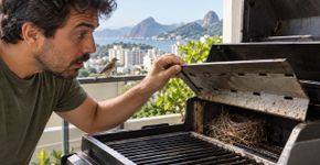 Homem compra uma churrasqueira usada para economizar, leva o equipamento para casa e descobre durante a primeira limpeza que havia um ninho escondido em uma parte que nunca tinha aberto