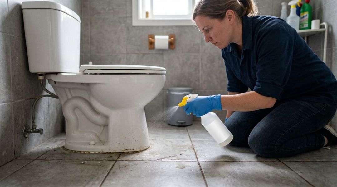 A região externa do vaso sanitário recebe respingos de água, urina, produtos de higiene e partículas trazidas pelos calçados.