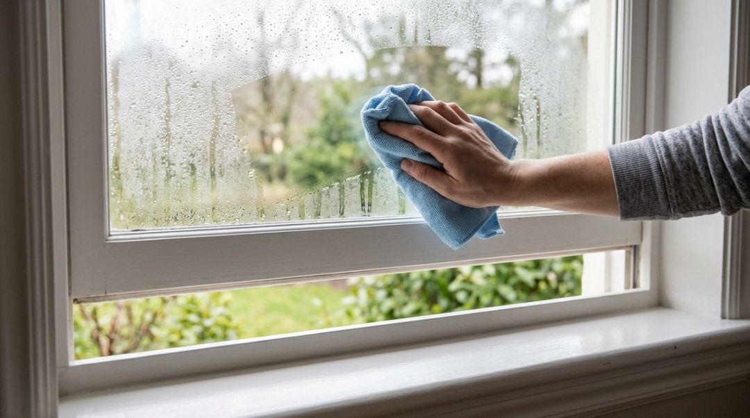 O mofo no parapeito costuma aparecer em superfícies frias onde o vapor de água condensa.