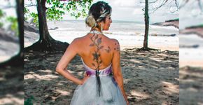 Após traição, mulher faz ensaio com vestido de casamento