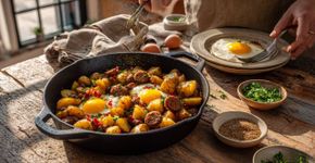 Receita de uma frigideira só com batatas, linguiça de frango e ovos vira hit de 2025