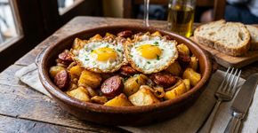 Os cozinheiros concordam: “Os ovos fritos com batatas melhoram se você adicionar alho e cozinhar os ingredientes no mesmo óleo que o chouriço.”