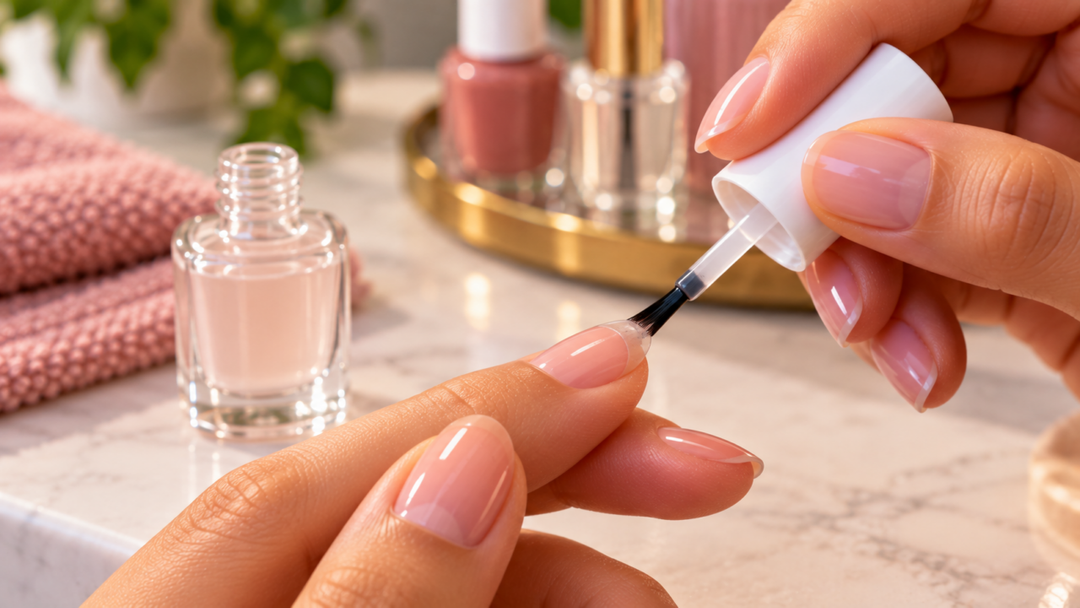 Esmalte descascando nas pontas? Saiba como aplicar base na borda livre da unha, evitar acúmulo de produto e conseguir uma secagem mais uniforme.