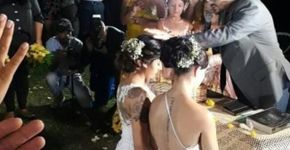 Bailarina do Faustão e namorada se casam sob bênção de pastor gay