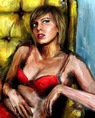 A artista transforma modelos em quadros