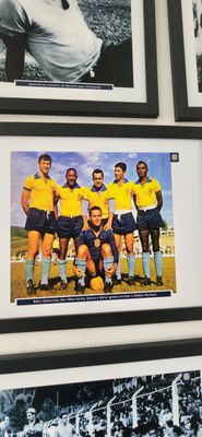 Mural de fotos da seleção brasileira que se hospedou no hotel 