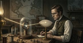 Em 1854, William Thomson usou um espelho minúsculo preso a um ímã suspenso para revelar sinais fracos e ajudar o telégrafo a cruzar o Atlântico