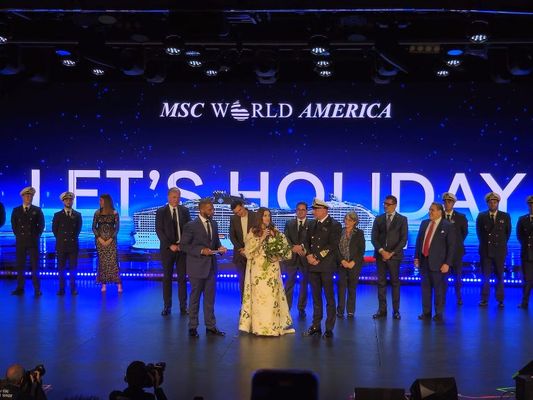 A atriz Drew Barrimore, madrinha do MSC World America