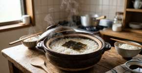 Os japoneses concordam: “Para deixar o arroz mais macio e saboroso, o segredo é adicionar um pedaço de alga kombu durante o cozimento.”