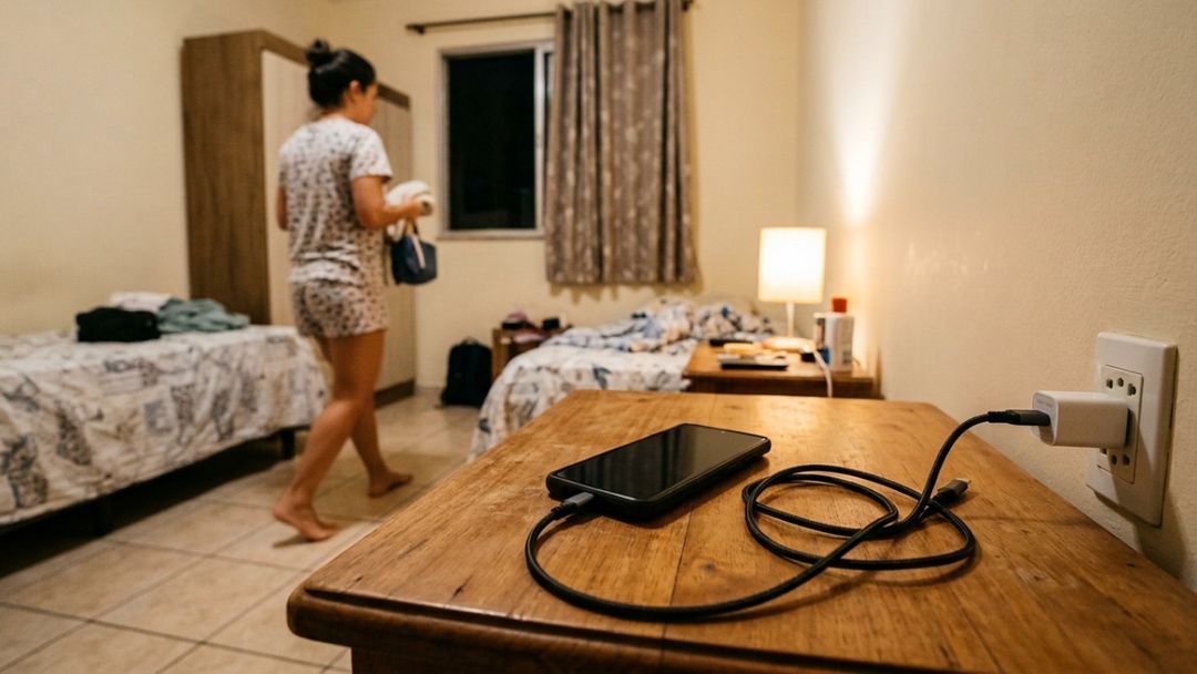 Carregar o celular sobre a cama pode criar condições inadequadas de ventilação.