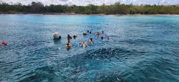 Grupo faz snorkel em praia de Cozumel
