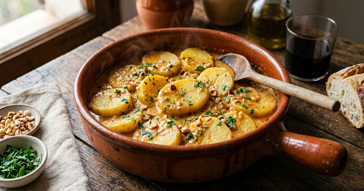 As melhores batatas não são fritas nem assadas: são preparadas com 8 dentes de alho, caldo de galinha e avelãs