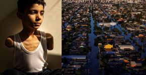 Foto: (Divulgação, \'Mahmoud Ajjour, de 9 anos\' por Samar Abu Elouf / Reprodução, site oficial World Press Photo, \'As Piores Enchentes do Brasil\' por Amanda Perobelli)