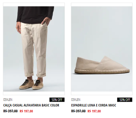 Peças da Osklen em promoção