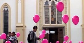Cidade de Jundiaí amanhece repleta de bexigas pelo Outubro Rosa