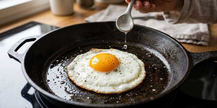 Featured main: Por que é recomendado colocar vinagre na frigideira ao fritar ovos, e qual sua finalidade?